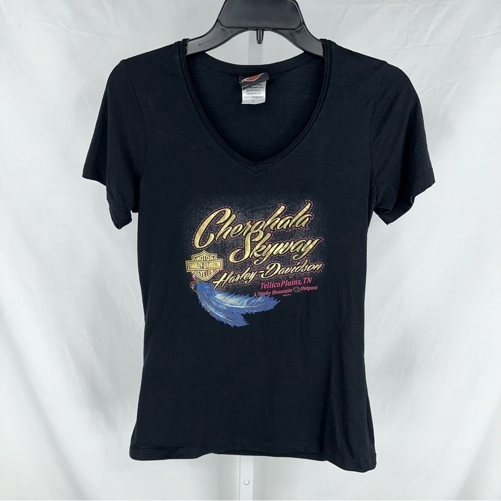 Harley Davidson Women’s Cherohala Skyway Tellico Plains Black T Shirt Size S